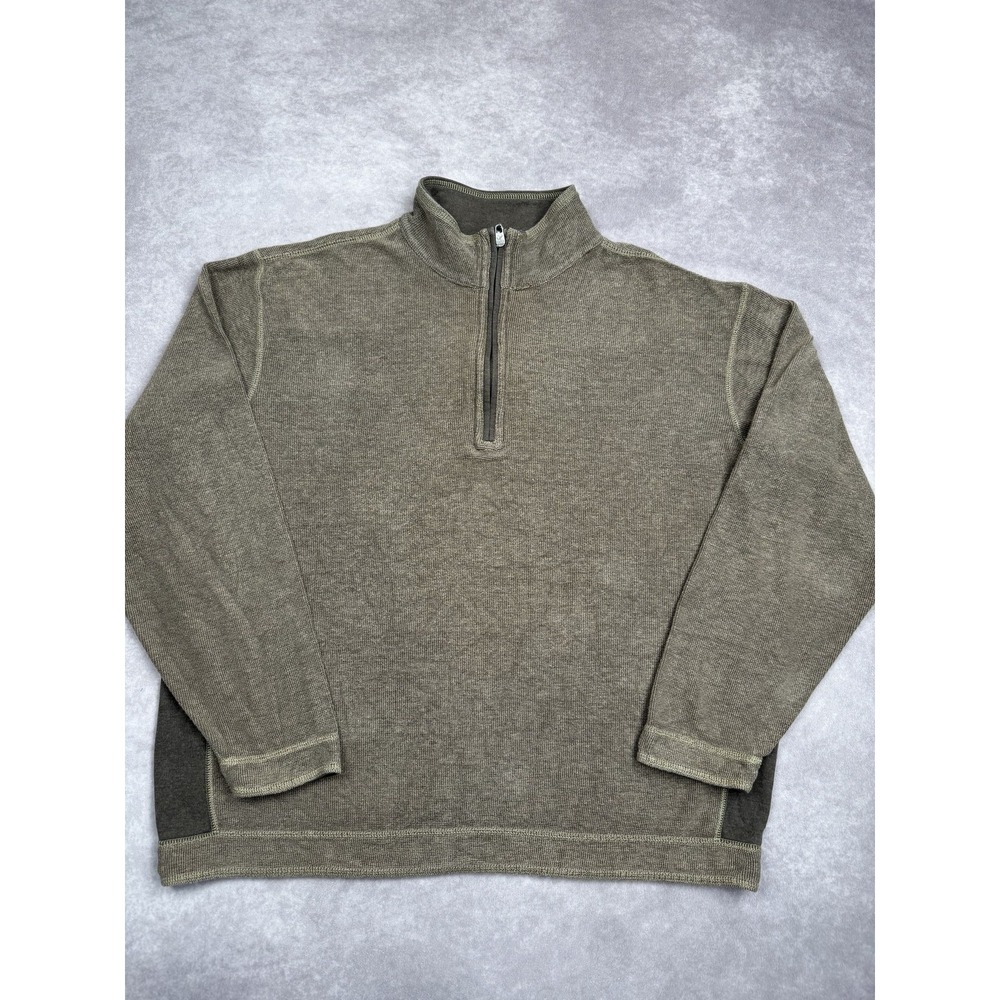 Tommy Bahama‎ Denim Sweater Mens Extra Large Quarter Zip Pullover Casual Warm